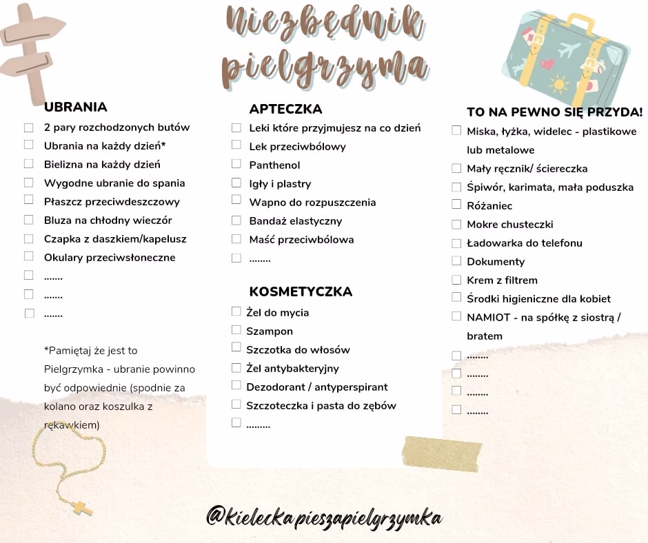 Co należy zabrać ze sobą na pielgrzymkę?